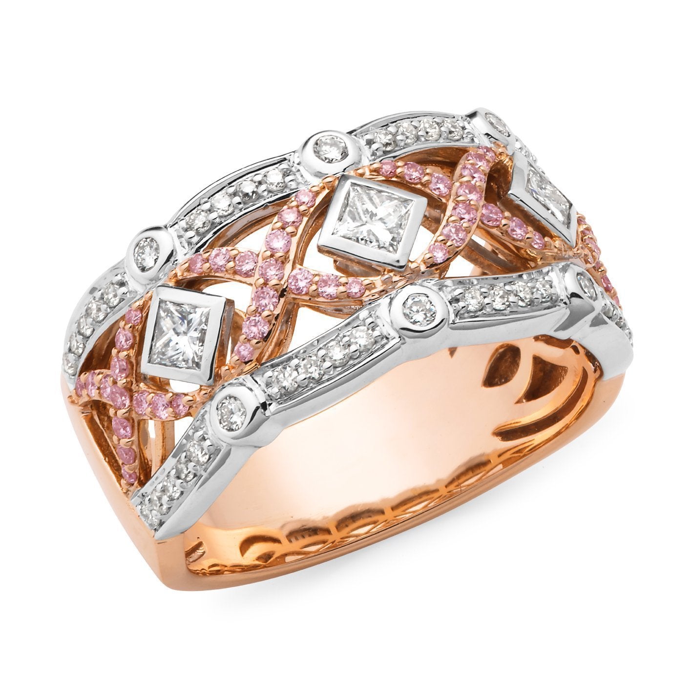 0.75ct White & Pink Diamond Ring in 9ct Rose & White Gold