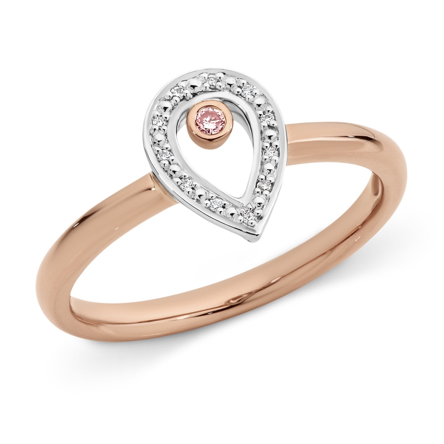 Pink & White Diamond Ring in 9ct Rose & White Gold