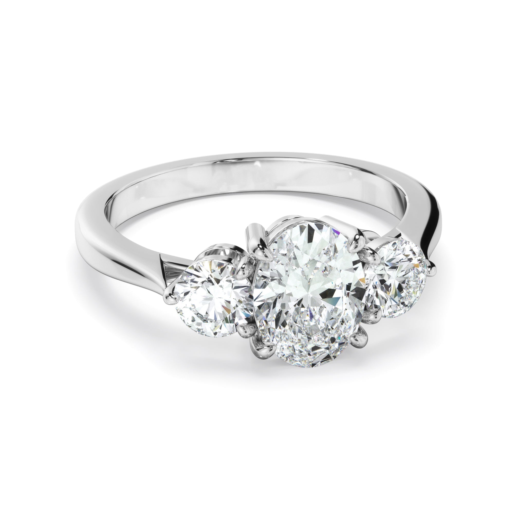 Oval Cut Diamond Trilogy Engagement Ring