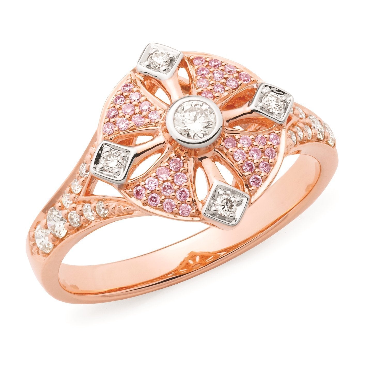 0.39ct White & Pink Diamond Ring in 9ct Rose Gold