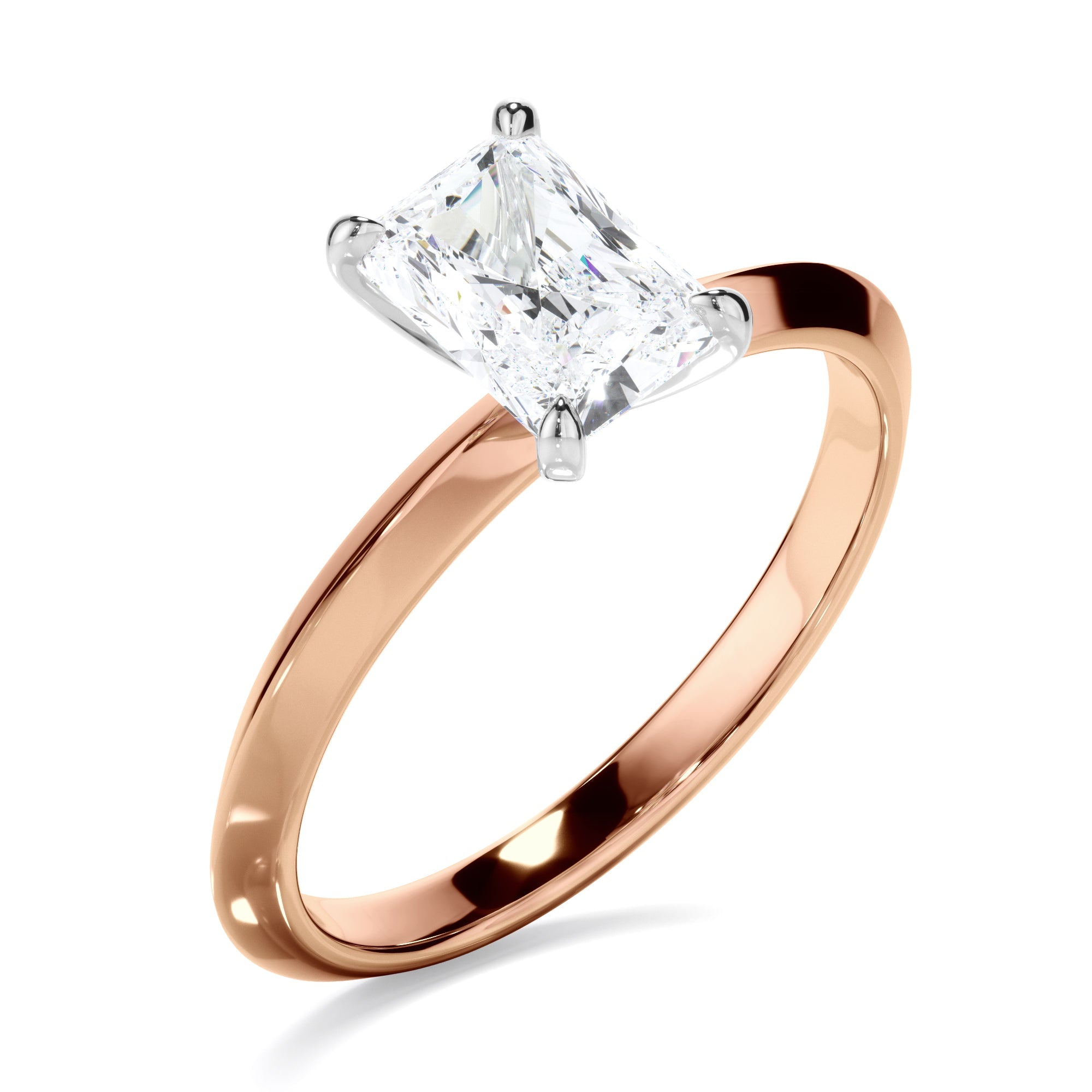 Radiant Cut Diamond Solitaire Knife Edge Engagement Ring