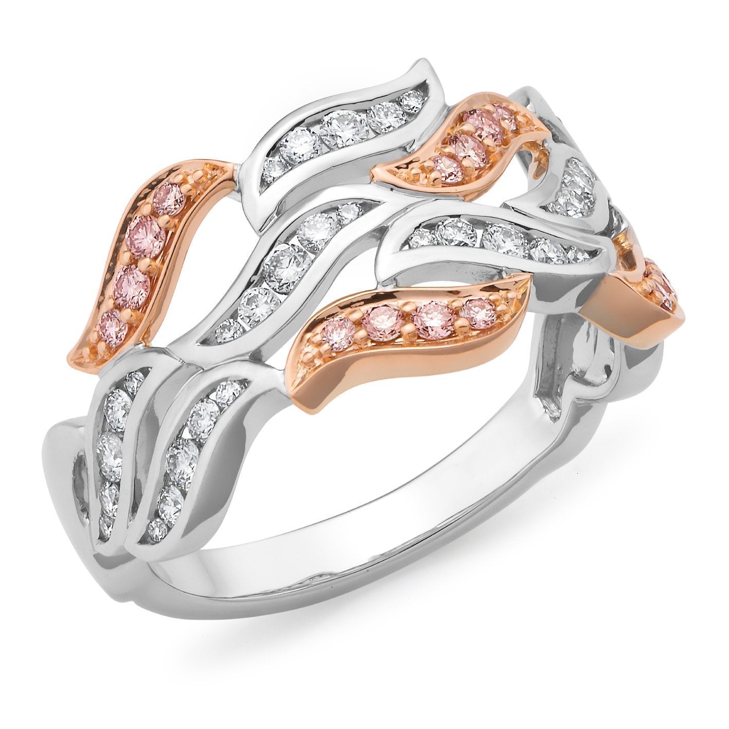 0.58ct White & Pink Diamond Ring in 9ct White & Rose Gold