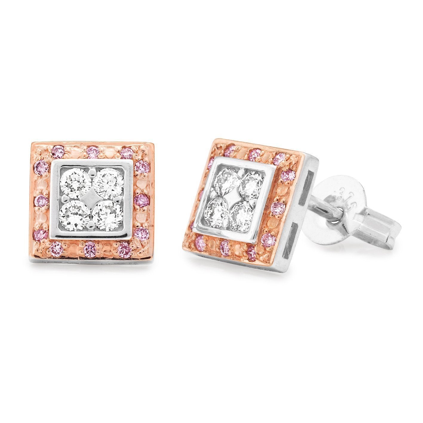 0.26ct Pink Diamond Earrings in 9ct White & Rose Gold