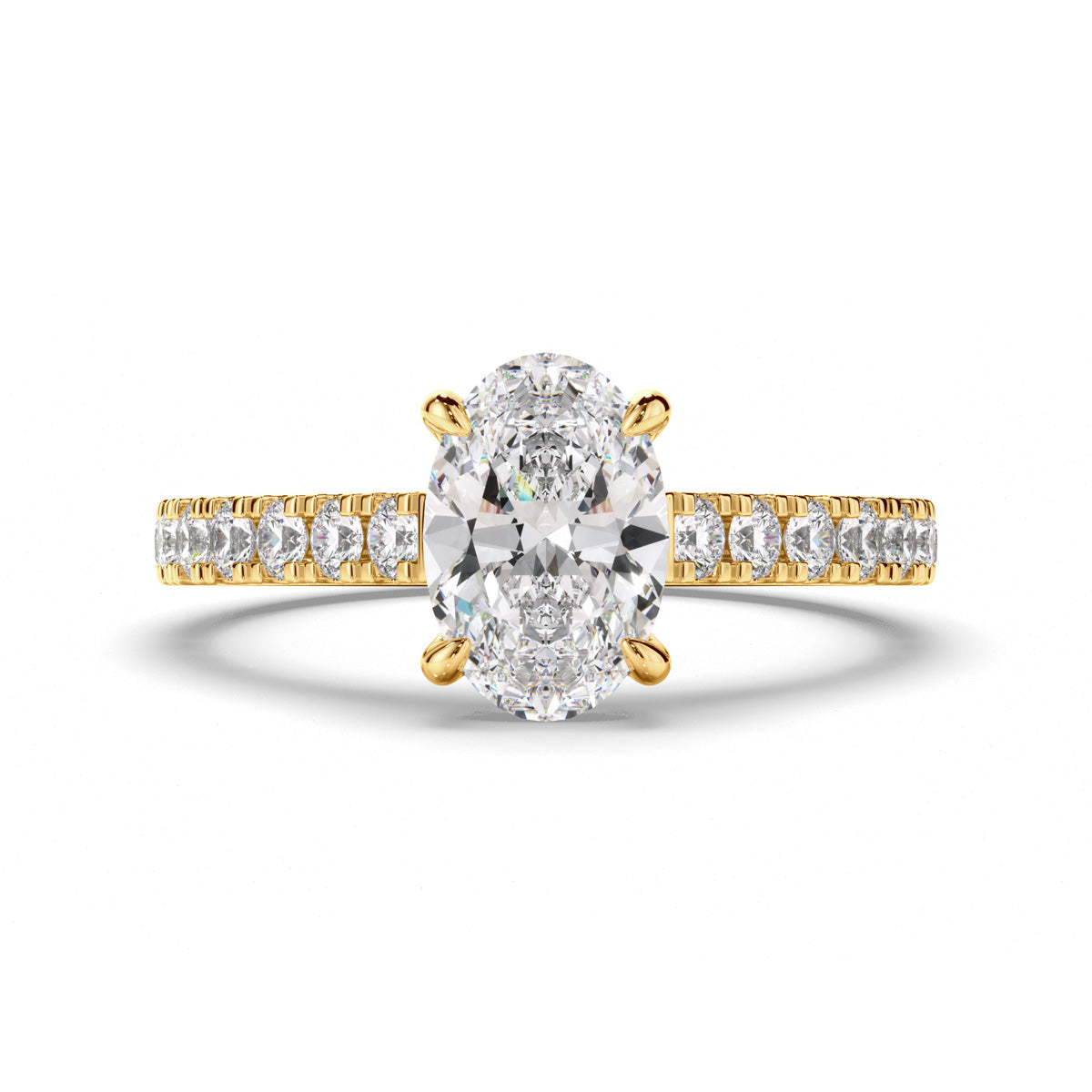 Oval Cut Diamond Engagement Ring with Diamond Sides