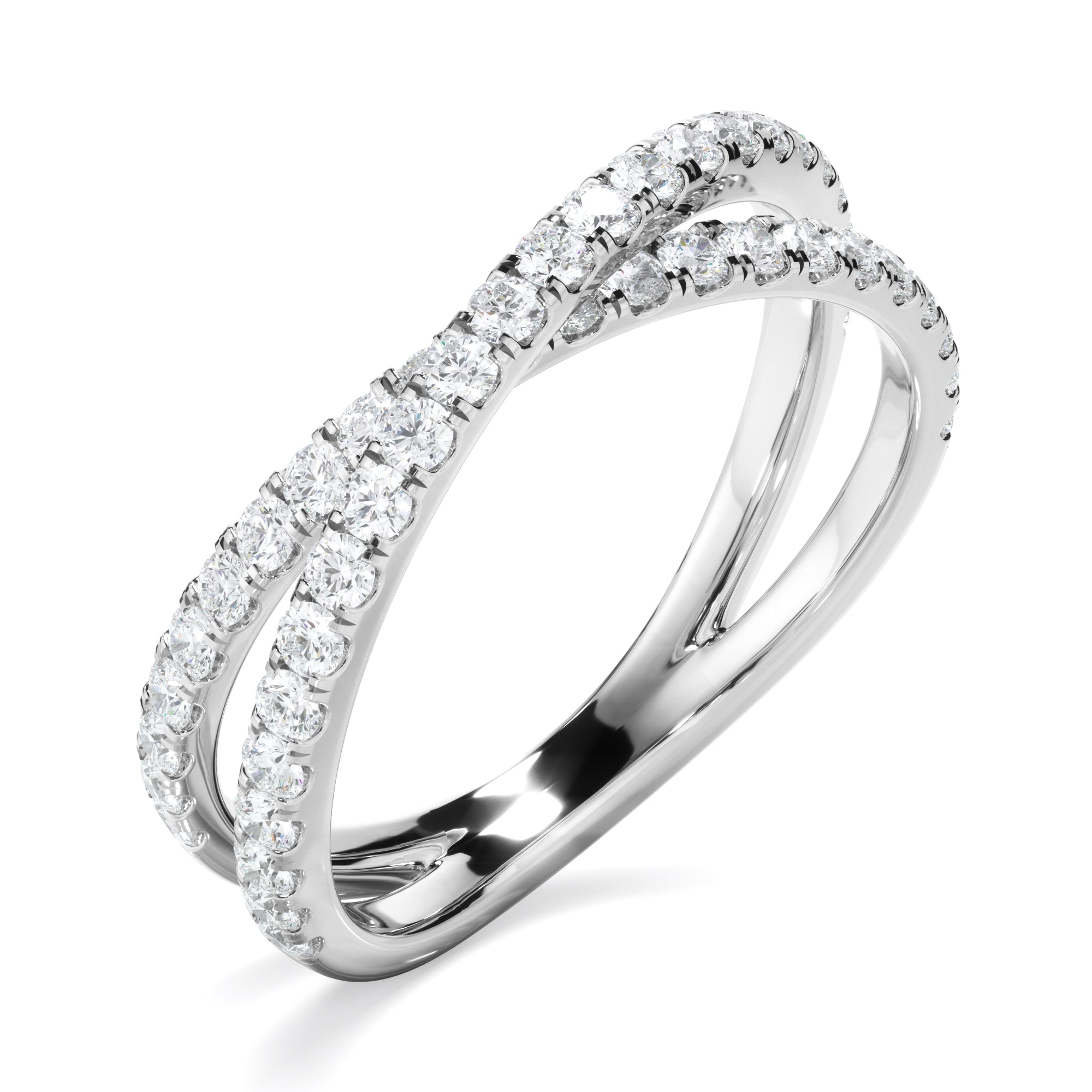 Diamond Cross Over Wedding Ring